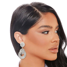 Load image into Gallery viewer, Silver Patterned Circle Earrings
