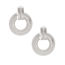 Load image into Gallery viewer, Silver Patterned Metal Circle Studs
