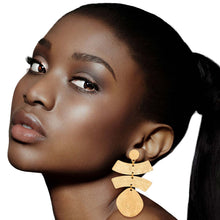 Load image into Gallery viewer, Gold Multi Texture Metal Earrings
