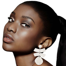 Load image into Gallery viewer, Silver Multi Texture Metal Earrings
