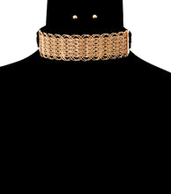 Load image into Gallery viewer, Woven Gold Velvet Choker Set
