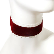 Load image into Gallery viewer, Dozen Burgundy Velvet with Lace Chokers
