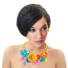 Load image into Gallery viewer, Deep Rainbow Rose Chunky Collar Necklace
