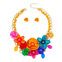Load image into Gallery viewer, Deep Rainbow Rose Chunky Collar Necklace
