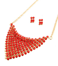 Load image into Gallery viewer, Red Bead Scarf Necklace Set
