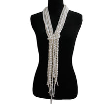 Load image into Gallery viewer, Cream Pearl Scarf Necklace Set
