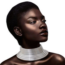 Load image into Gallery viewer, Silver Vegan Leather Snap Collar
