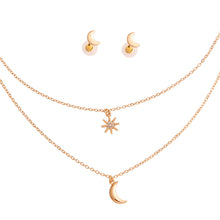 Load image into Gallery viewer, Gold 2 Layer Chain Moon Necklace
