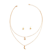Load image into Gallery viewer, Gold 2 Layer Chain Moon Necklace

