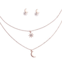 Load image into Gallery viewer, Silver 2 Layer Chain Moon Necklace
