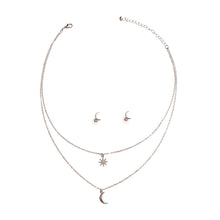 Load image into Gallery viewer, Silver 2 Layer Chain Moon Necklace
