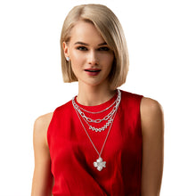 Load image into Gallery viewer, Silver Layered Chain Flower Necklace
