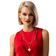 Load image into Gallery viewer, Gold Layered Cream Clover Necklace
