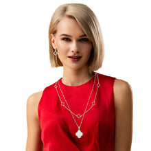 Load image into Gallery viewer, Silver Layered Cream Clover Necklace
