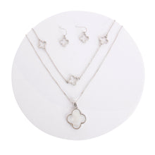 Load image into Gallery viewer, Silver Layered Cream Clover Necklace

