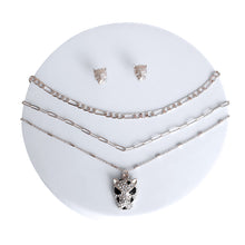 Load image into Gallery viewer, Silver Leopard Layered Chain Necklace
