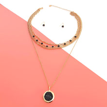 Load image into Gallery viewer, 4 Strand Black Glass Necklace
