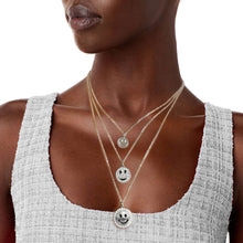 Load image into Gallery viewer, Silver 3 Layer Bling Smiley Face Necklace
