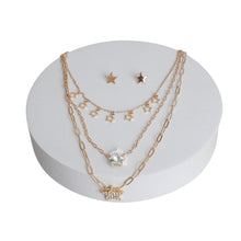 Load image into Gallery viewer, Gold 3 Layer Chain Star Necklace
