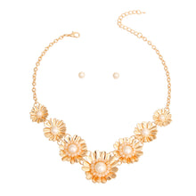Load image into Gallery viewer, Gold Metal Flower and Pearl Set
