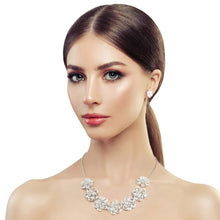 Load image into Gallery viewer, Silver Glass 3D Flower Collar Set
