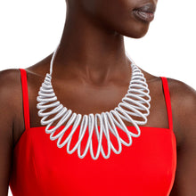 Load image into Gallery viewer, Silver Metallic Cord Loop Collar Necklace
