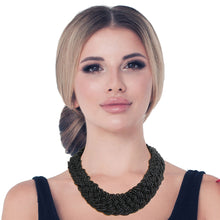 Load image into Gallery viewer, Black Seed Bead Braided Collar Set
