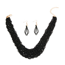 Load image into Gallery viewer, Black Seed Bead Braided Collar Set
