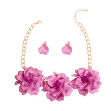 Load image into Gallery viewer, Lavender Flower Trio Necklace
