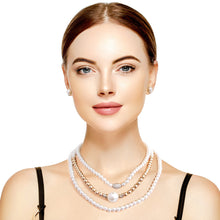 Load image into Gallery viewer, Cream and Gold Pearl 3 Strand Necklace
