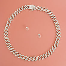 Load image into Gallery viewer, Iced Silver Square Cuban Chain Necklace
