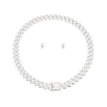 Load image into Gallery viewer, Iced Silver Square Cuban Chain Necklace

