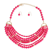 Load image into Gallery viewer, 6 Layer Fuchsia Bead Necklace
