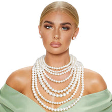 Load image into Gallery viewer, 8 Strand Long Cream Necklace
