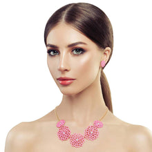 Load image into Gallery viewer, Pink Matte Metal Cut Out Flower Necklace
