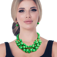 Load image into Gallery viewer, Green Ball Bead Cluster Collar Set
