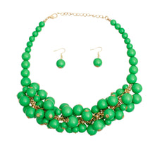 Load image into Gallery viewer, Green Ball Bead Cluster Collar Set
