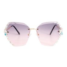 Load image into Gallery viewer, Purple Rhinestone Edge Sunglasses
