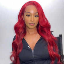 Load image into Gallery viewer, 13×6 Lace Front Wigs Redwine Color Body Wave Human Hair Lace Wigs 180 Density
