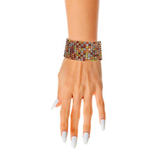 Load image into Gallery viewer, Mixed Topaz 9 Row Rhinestone Bracelet
