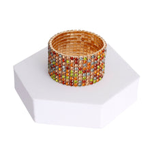 Load image into Gallery viewer, Mixed Topaz 9 Row Rhinestone Bracelet
