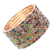 Load image into Gallery viewer, Mixed Topaz 9 Row Rhinestone Bracelet
