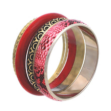Load image into Gallery viewer, Burgundy Snake Skin Bangle Set
