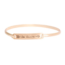 Load image into Gallery viewer, Be Brave Gold Hook Bangle
