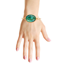 Load image into Gallery viewer, Blue Green Marbled Oval Bangle
