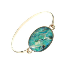 Load image into Gallery viewer, Blue Green Marbled Oval Bangle
