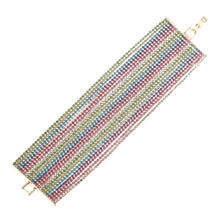 Load image into Gallery viewer, 21 Line Multi Color Rhinestone Bracelet
