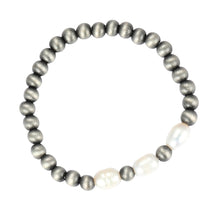 Load image into Gallery viewer, Freshwater Pearl Faux Navajo Bracelet
