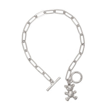 Load image into Gallery viewer, Silver Teddy Bear Toggle Bracelet
