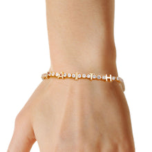 Load image into Gallery viewer, Gold CZ Faith Tennis Bracelet
